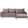 ECKSOFA in Flachgewebe Taupe  - Taupe/Schwarz, Design, Textil/Metall (273/180cm) - Hom`in