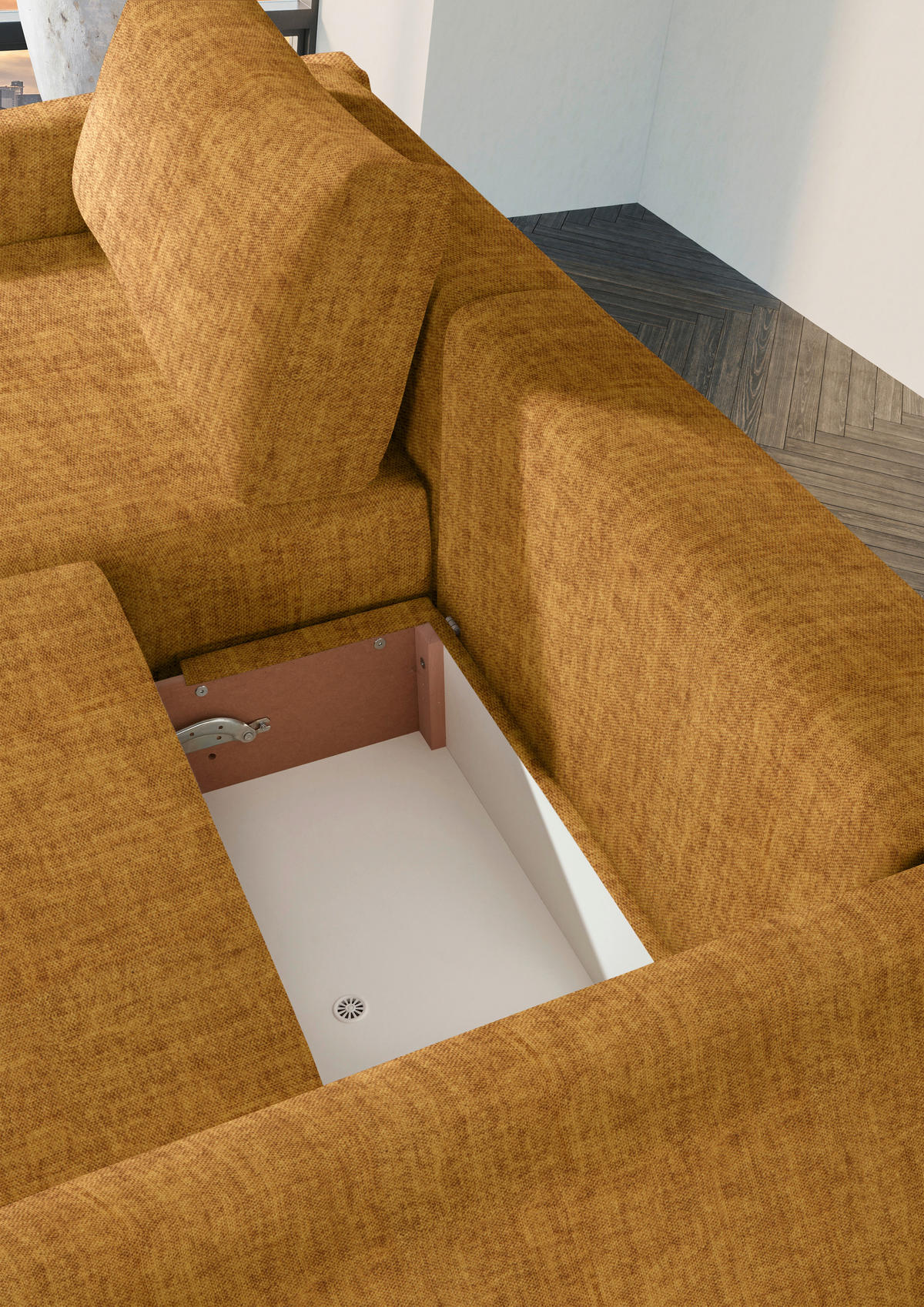 2,5-SITZER in Velours Goldfarben  - Goldfarben/Schwarz, Design, Kunststoff/Textil (240/70/125cm) - Xora