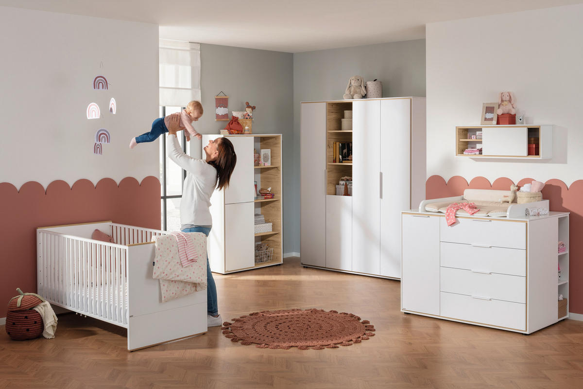  KINDERKLEIDERSCHRANK Weiß, Eichefarben  - Eichefarben/Weiß, Design, Holzwerkstoff/Kunststoff (166,4/203,6/54,8cm) - Paidi