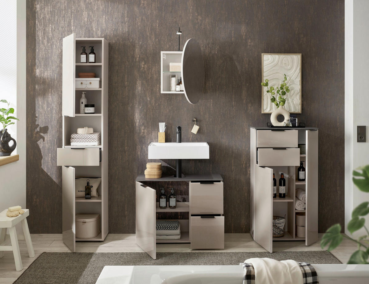 TÜKRÖS SZEKRÉNY 60/60/20 cm  - kasmírszínű, Lifestyle, faalapú anyag/Üveg (60/60/20cm) - home24