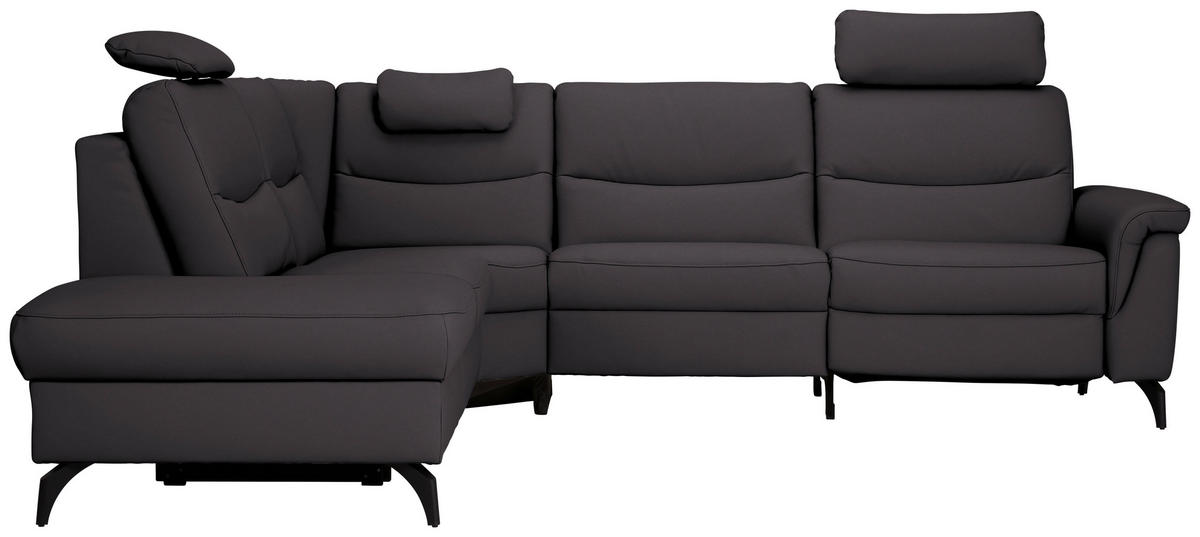 ECKSOFA in Echtleder Schwarzbraun  249/280 cm  - Schwarzbraun/Anthrazit, Design, Leder/Metall (249/280cm) - Himolla Komfortklass