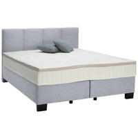BOXSPRINGBETT 200/200 cm  in Hellgrau  - Hellgrau/Schwarz, Design, Kunststoff/Textil (200/200cm) - Hom`in