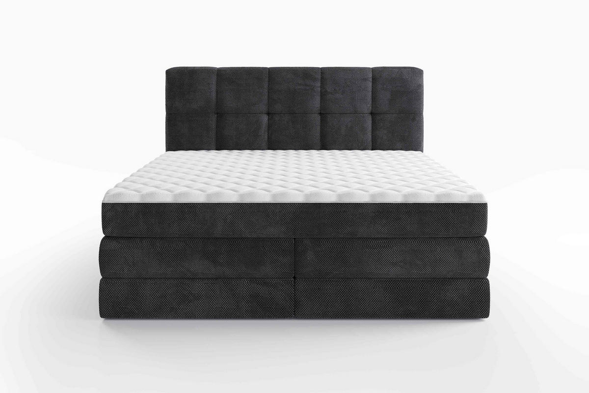 BOXSPRINGBETT 180/200 cm  in Dunkelgrau  - Dunkelgrau/Schwarz, Design, Kunststoff/Textil (180/200cm) - Esposa