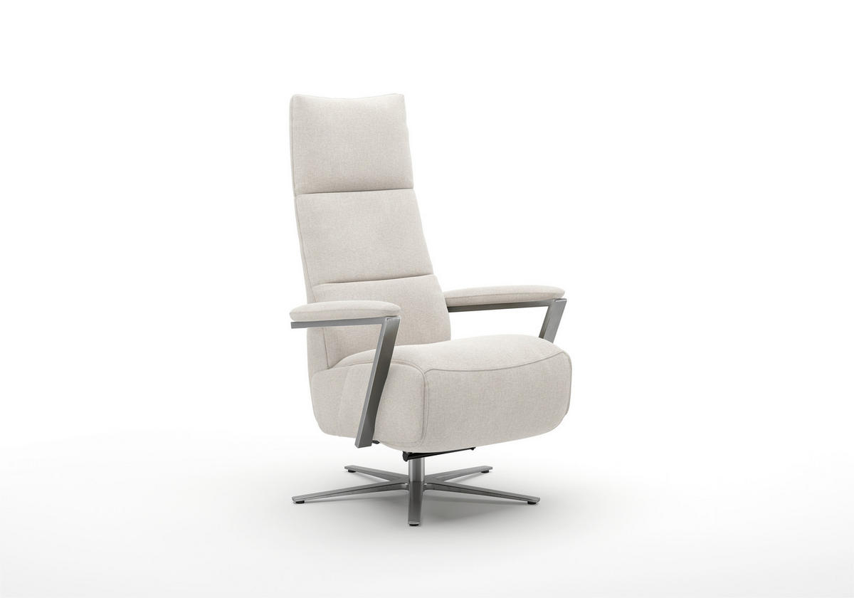 RELAXSESSEL TV VARIO COMFORT E S1 Flachgewebe Kopfteilverstellung, Rücken echt    - Silberfarben/Creme, Basics, Textil/Metall (70/124/85cm) - Sit & More