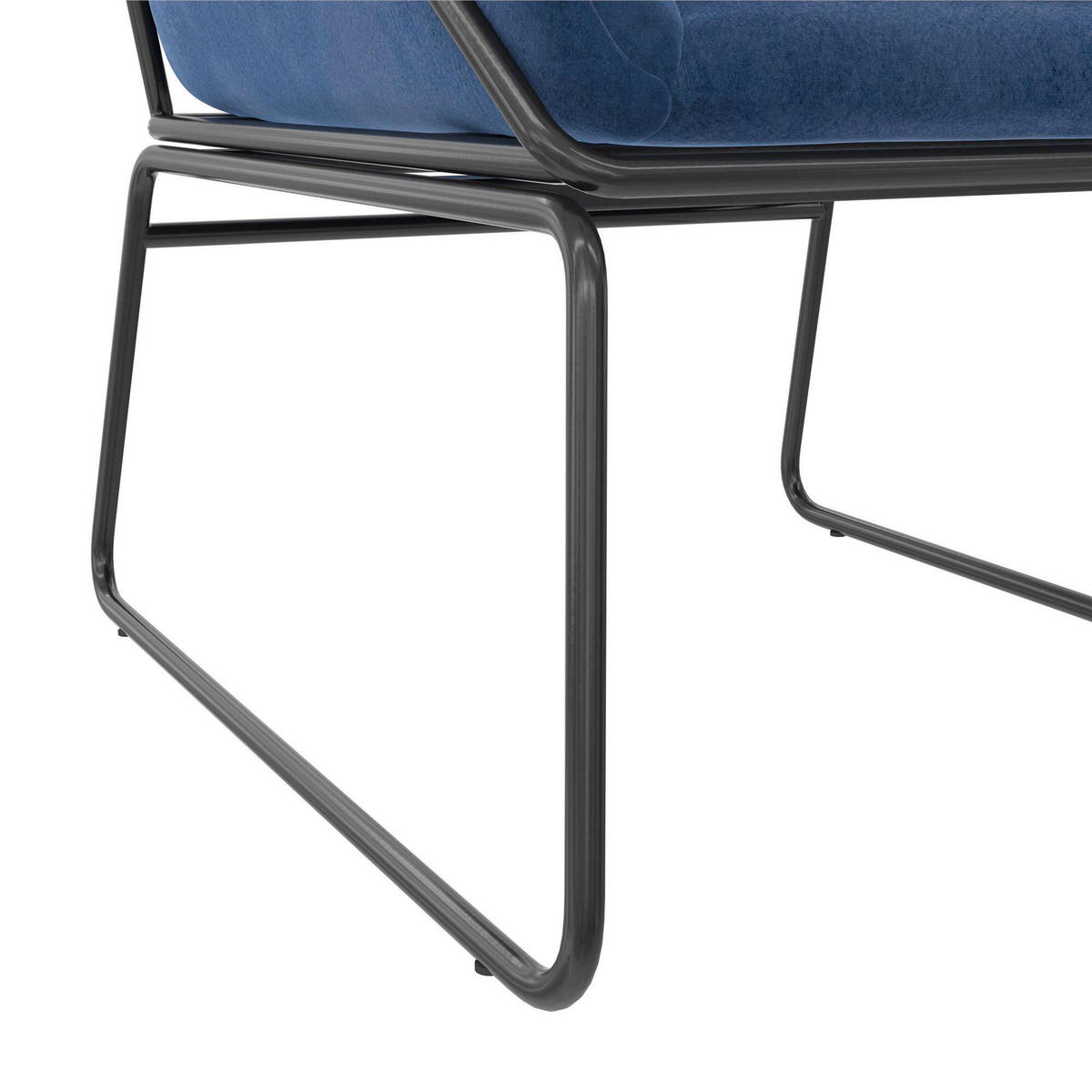 STUHL  in Stahl Velours  - Blau/Schwarz, Design, Textil/Metall (71/81/66cm) - MID.YOU