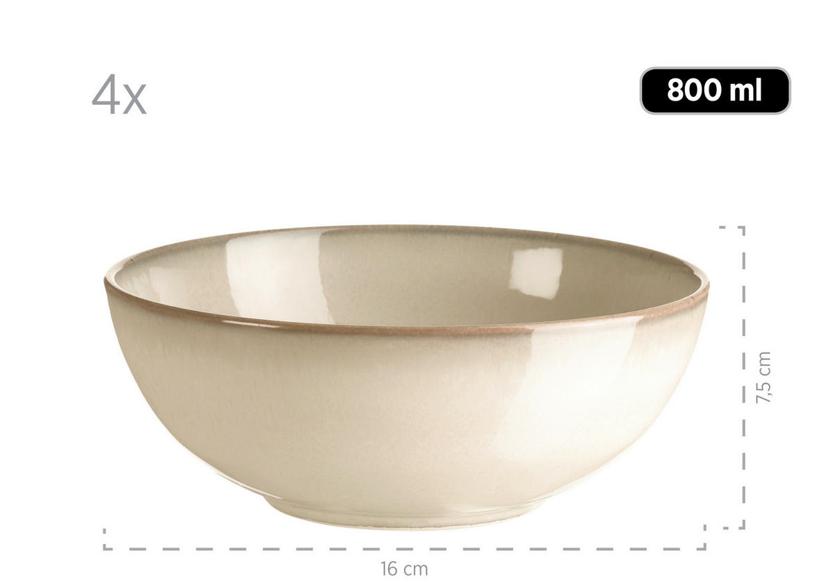 KOMBISERVICE Ossia 16-teilig  - Sandfarben/Hellblau, Basics, Keramik - Mäser