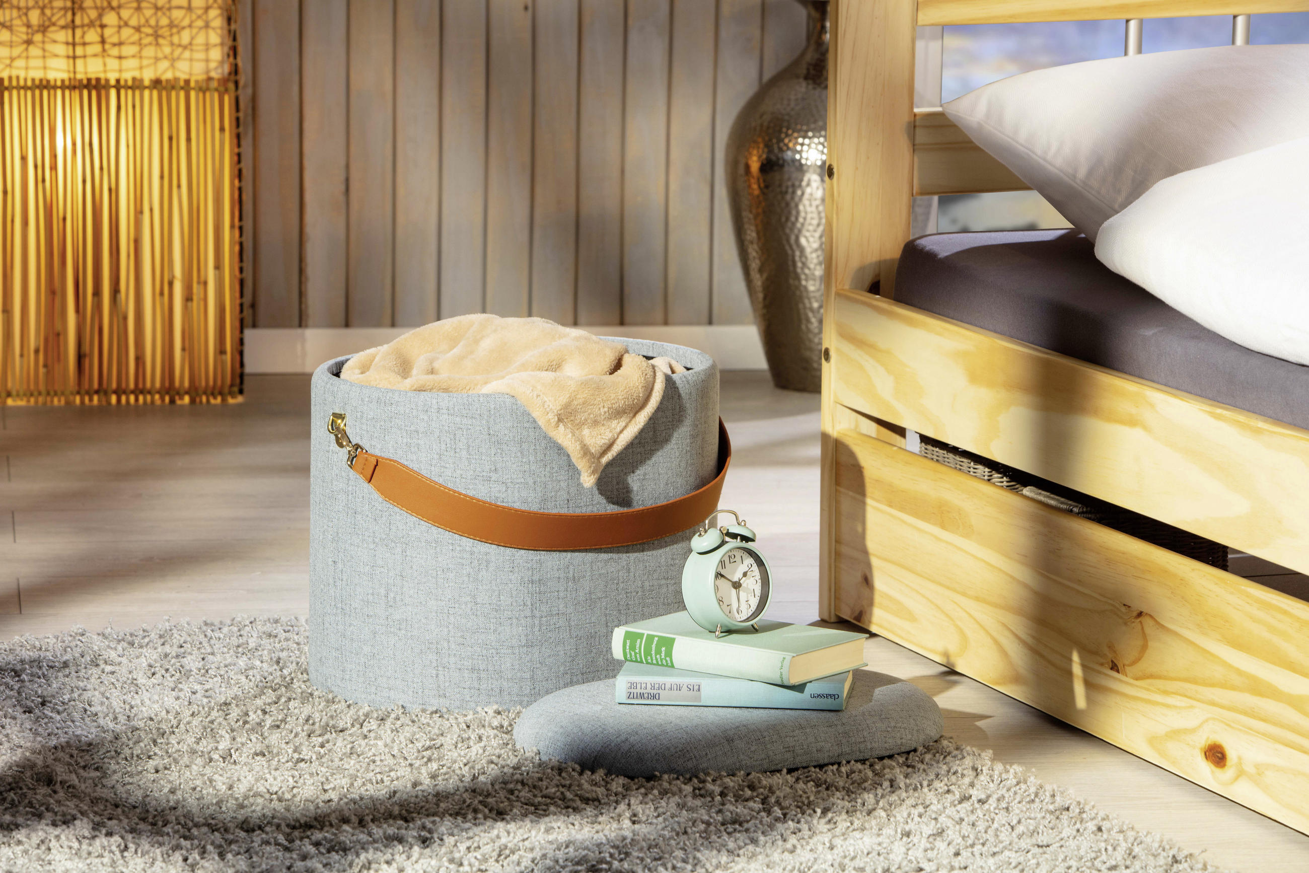 Thumbnail - Mid.you Hocker, Grau, Textil, Füllung: Schaumstoff, oval, 42x36x30 cm, Stauraum, Wohnzimmer, Hocker, Sitzhocker