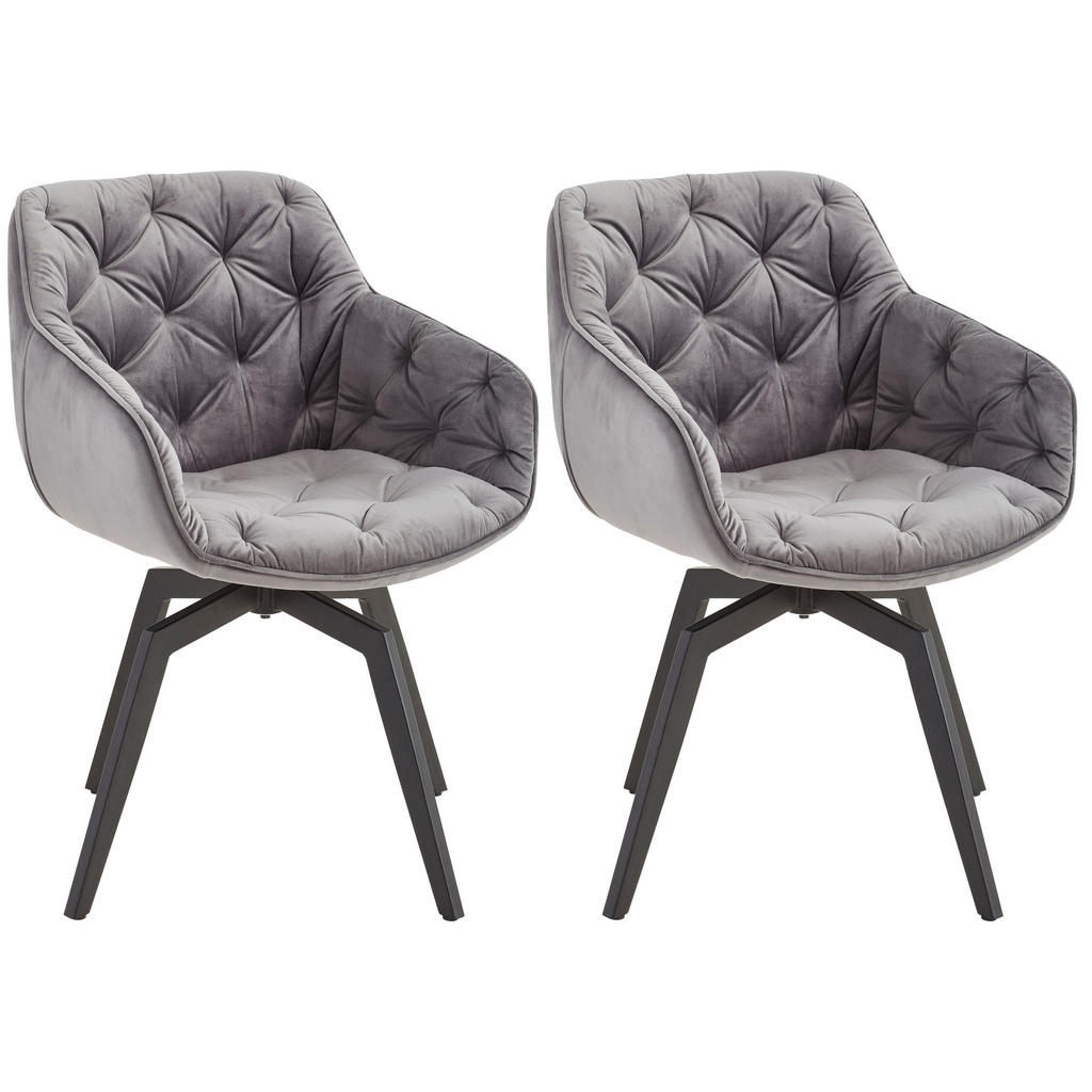 Armlehnstuhl-set Grau Mit Drehbare Sitzfläche