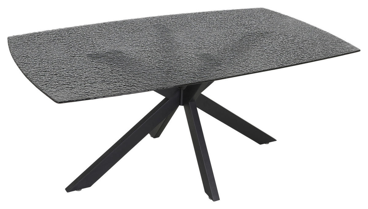 ESSTISCH in Metall, Glas 180/100/76 cm  - Schwarz/Grau, KONVENTIONELL, Glas/Metall (180/100/76cm) - Carryhome