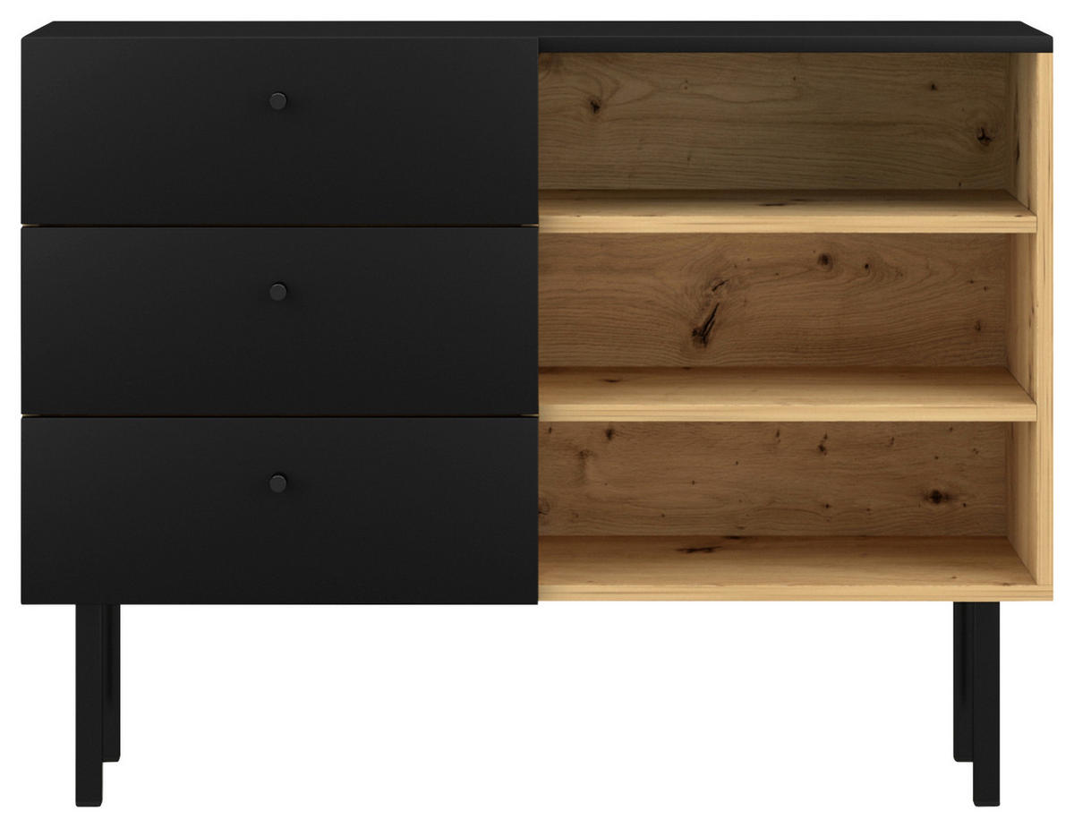 SIDEBOARD  in 100/75/41,6 cm  - Schwarz/Eiche Artisan, Design, Holzwerkstoff/Kunststoff (100/75/41,6cm) - MID.YOU