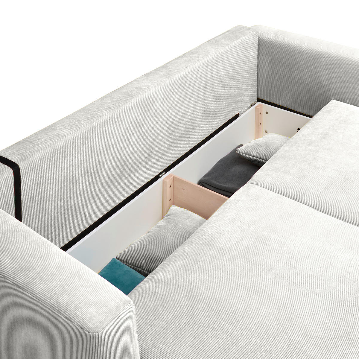 SCHLAFSOFA in Cord Naturfarben  - Schwarz/Naturfarben, Design, Kunststoff/Textil (250/92/105cm) - Carryhome