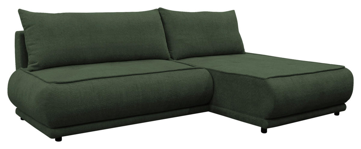 ECKSOFA  PAROS Dunkelgrün Bouclé  - Dunkelgrün/Schwarz, Design, Kunststoff/Textil (277/179cm) - MID.YOU