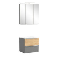 BADEZIMMER 2-teilig  in 60 cm  - Wildeiche/Edelstahlfarben, Trend, Glas/Holzwerkstoff (60cm) - Held