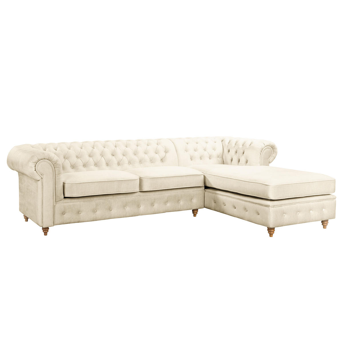 ECKSOFA Laura in Mikrofaser Creme  284/182 cm  - Creme/Braun, Design, Holz/Textil (284/182cm) - P & B