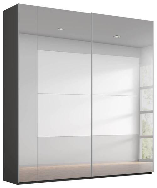 SCHWEBETÜRENSCHRANK in Graphitfarben, Grau  - Graphitfarben/Grau, Design, Glas/Holzwerkstoff (181/235/68cm) - Xora