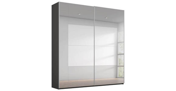 SCHWEBETÜRENSCHRANK 181/223/68 cm 2-türig  - Graphitfarben/Grau, Design, Glas/Holzwerkstoff (181/223/68cm) - Xora