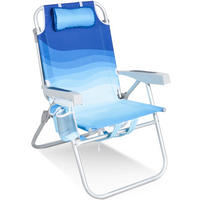 STRANDSTUHL Aluminium Blau, Hellblau  - Blau/Hellblau, Basics, Textil/Metall (57/90/76cm) - Modante