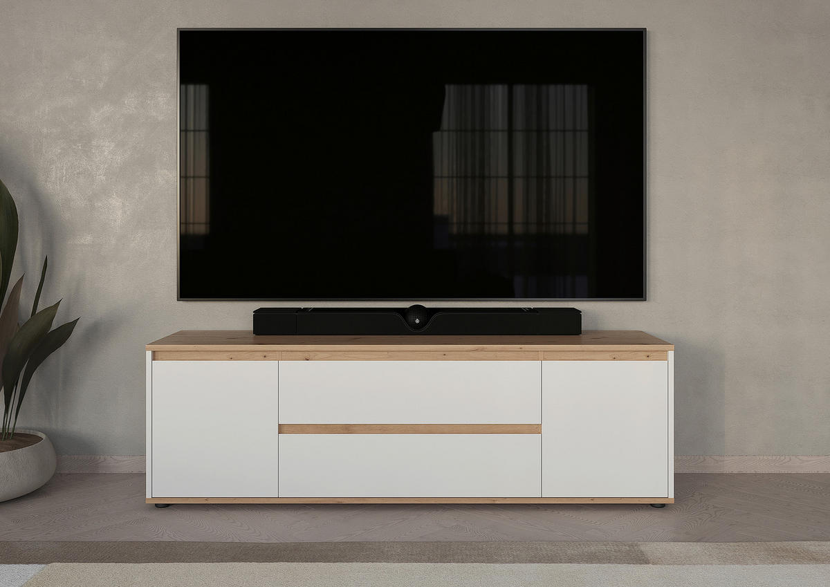 LOWBOARD  160/50/42 cm 2 Schublade(n) stehend  - Schwarz/Weiß, MODERN, Holzwerkstoff/Kunststoff (160/50/42cm) - Carryhome