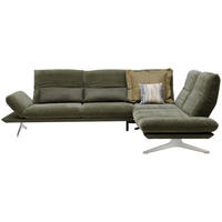 ECKSOFA in Flachgewebe Dunkelgrün  277/209 cm  - Dunkelgrün/Edelstahlfarben, Design, Textil/Metall (277/209cm) - Koinor