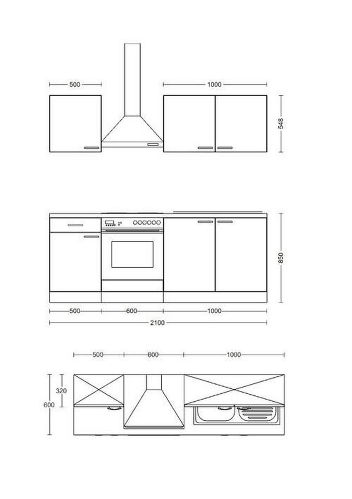 KUCHYŇSKÁ LINKA NANO - barvy buku/béžová, Moderní, kompozitní dřevo/plast (210cm) - FlexWell
