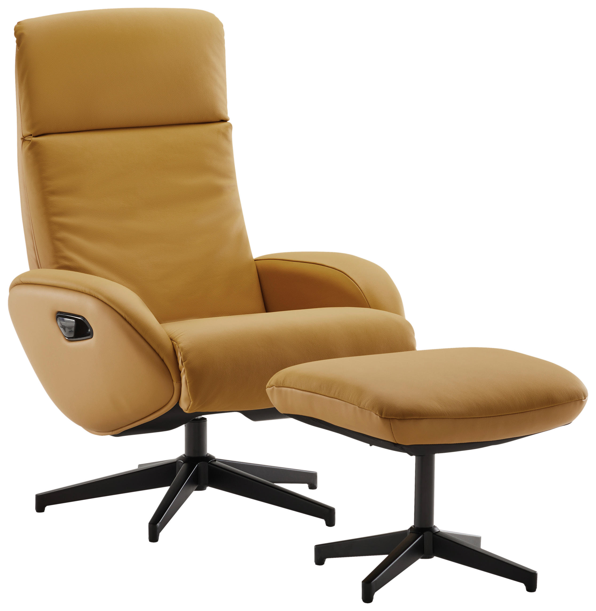 Livetastic RELAXAČNÍ KŘESLO S TABURETEM, textil, kůže, žlutá