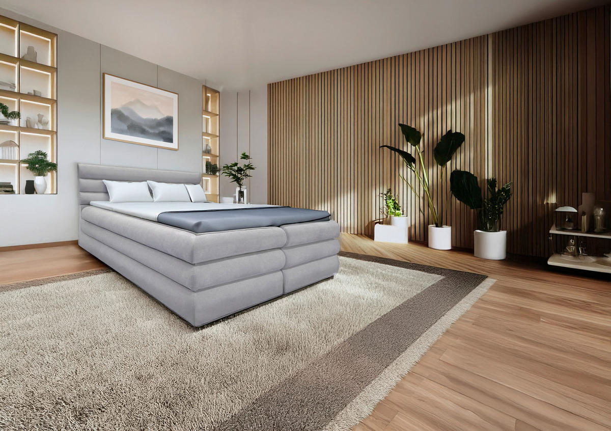 BOXBETT 180/200 cm  in Grau  - Grau, MODERN, Textil (180/200cm) - Livetastic