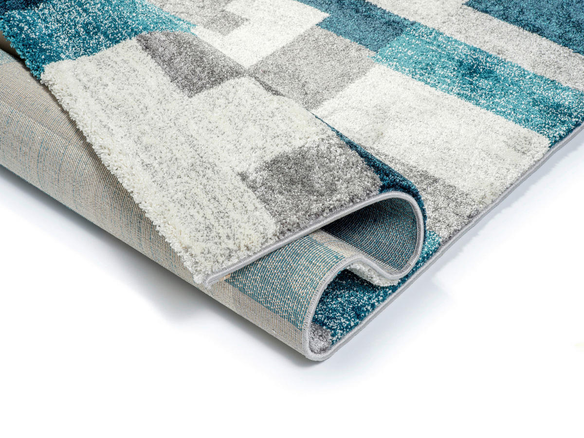 WEBTEPPICH 65/130 cm Astor Grid Grau, Petrol  - Petrol/Grau, KONVENTIONELL, Textil (65/130cm) - Novel