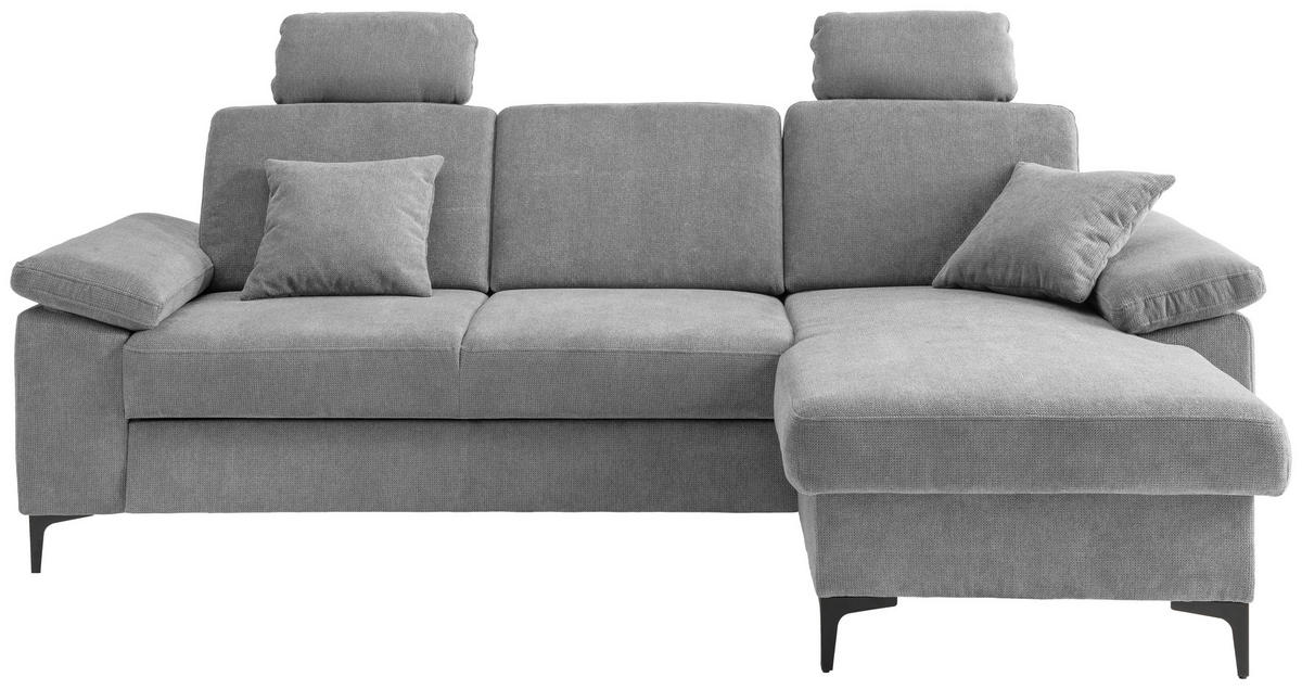 ECKSOFA Chenille Grau  - Schwarz/Grau, Konventionell, Textil/Metall (245/151cm) - Livetastic