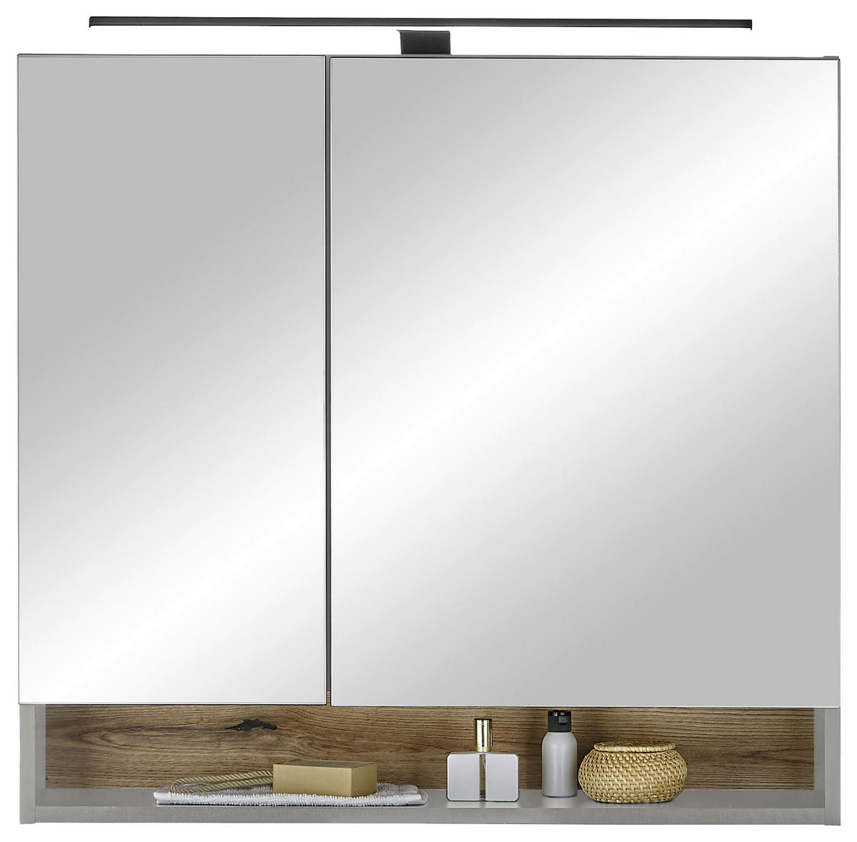 TÜKRÖS SZEKRÉNY 80/75/22 cm  - szürke, Konventionell, faalapú anyag/Üveg (80/75/22cm) - home24