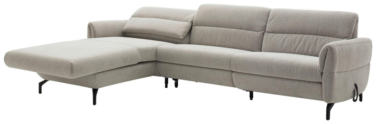 ECKSOFA Beige Chenille  - Beige/Schwarz, Design, Textil/Metall (187/299cm) - Schöner Wohnen