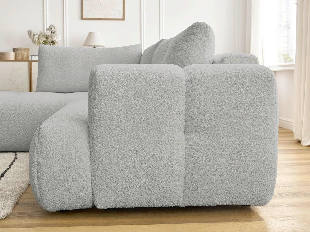 ECKSCHLAFSOFA FUJI Bouclé Hellgrau  inkl.  - Hellgrau/Schwarz, MODERN, Kunststoff/Textil (204/282cm)