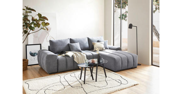 ECKSOFA Dunkelgrau Flachgewebe  - Dunkelgrau/Schwarz, KONVENTIONELL, Holz/Textil (275/180cm) - Carryhome