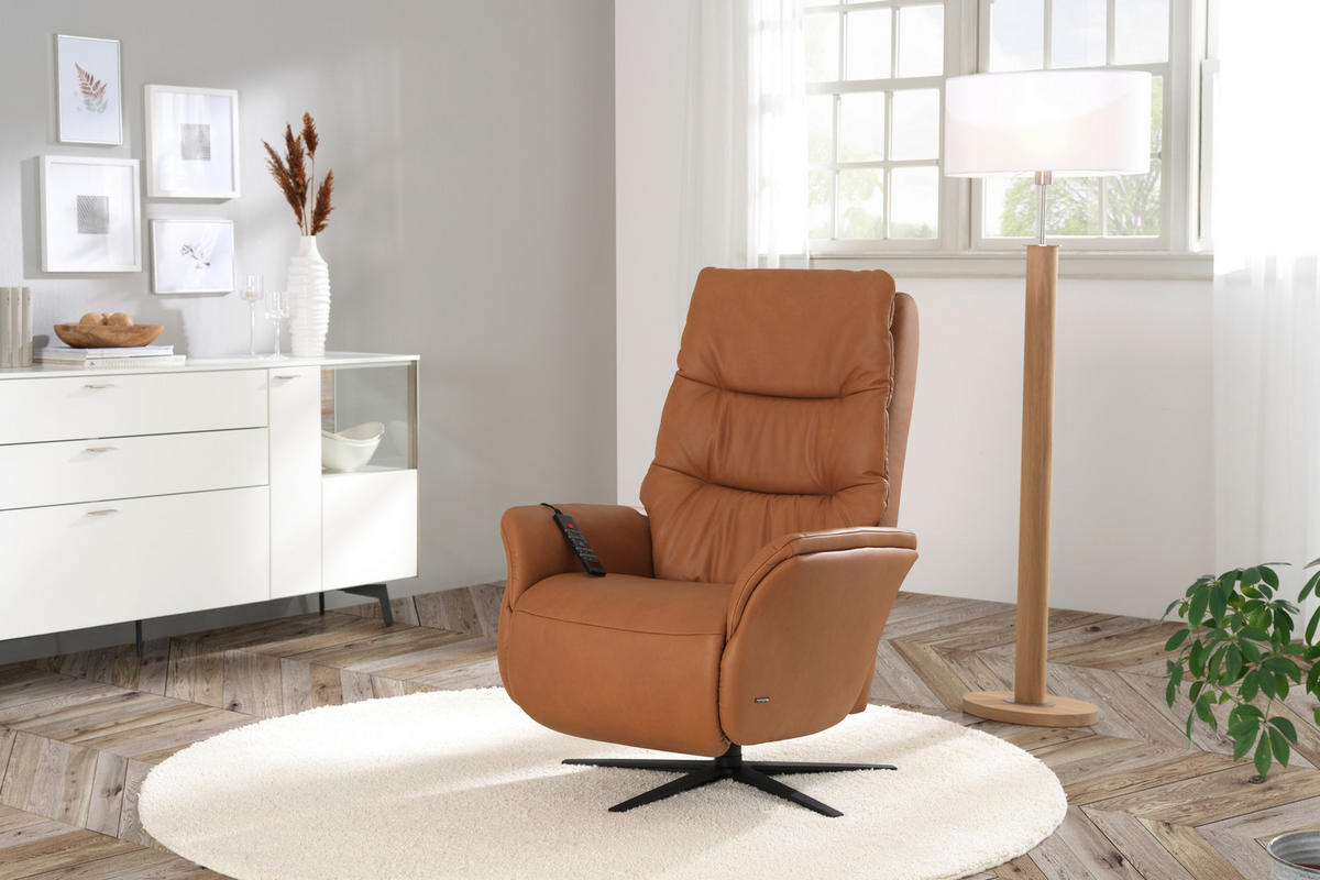 MASSAGESESSEL in Cognac  - Cognac/Anthrazit, Konventionell, Leder/Metall (74/114/97cm) - Himolla