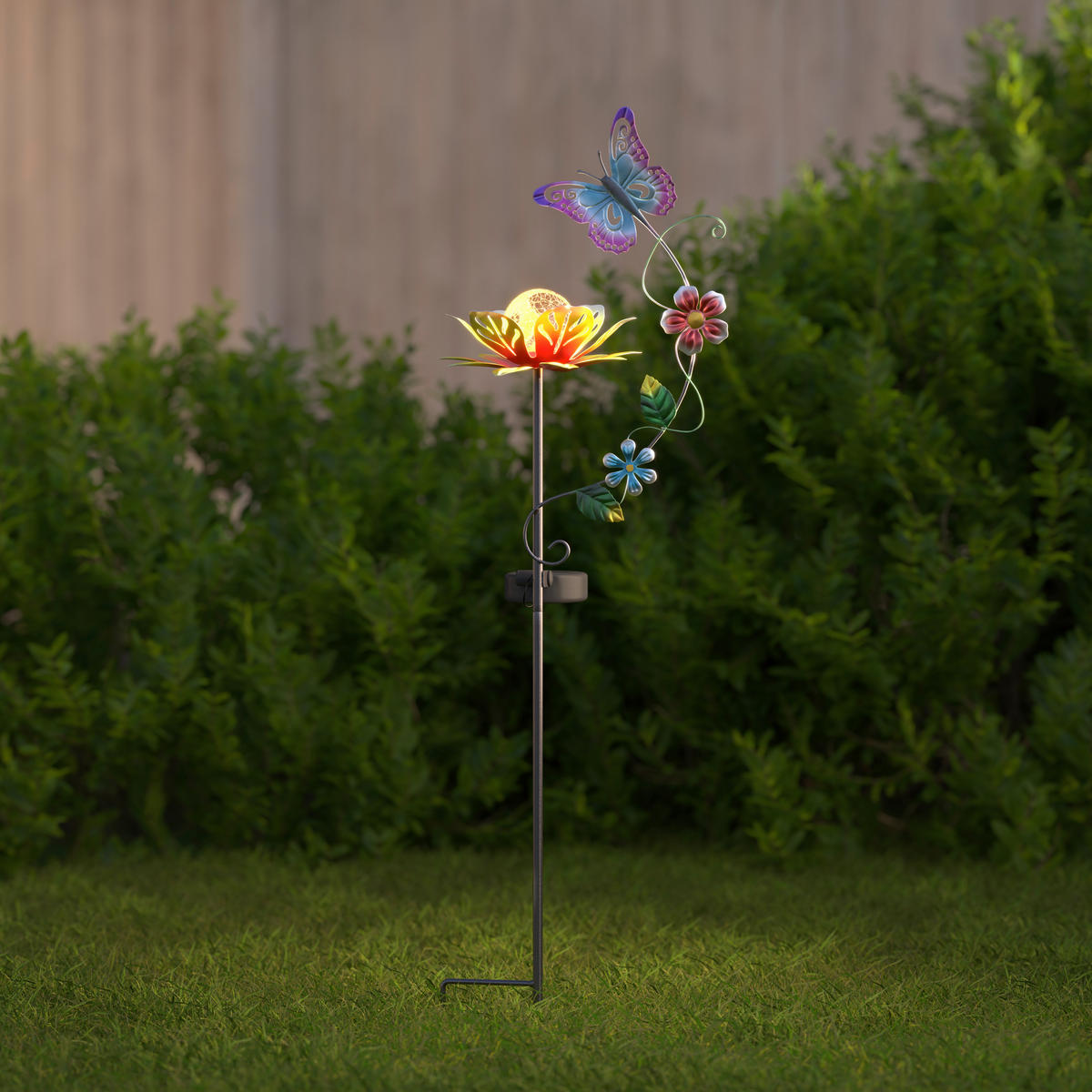 SOLARLEUCHTE Anemone 21,5/82/15,2 cm  - Klar/Schwarz, LIFESTYLE, Glas/Kunststoff (21,5/82/15,2cm) - Ambia Garden