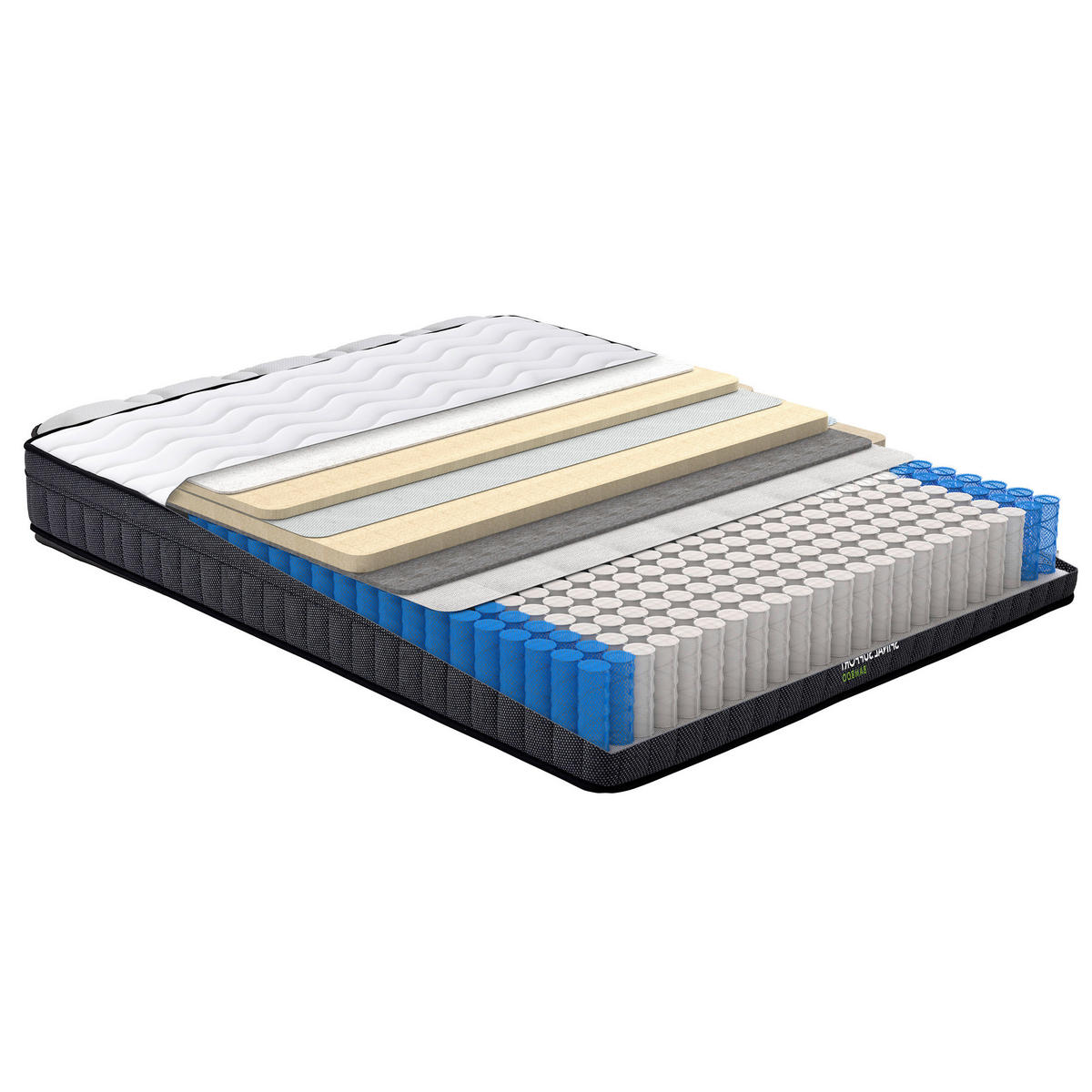 TASCHENFEDERKERNMATRATZE Spinal Support X-SAS Bamboo, 160/200 cm, Höhe ca.: 25 cm, H2 = mittel,  - Dunkelgrau/Weiß, Basics, Textil (160/200cm) - Yatas