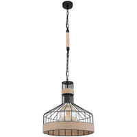 HÄNGELEUCHTE Halia 35/135 cm   - Schwarz/Braun, Natur, Naturmaterialien/Metall (35/135cm) - Globo