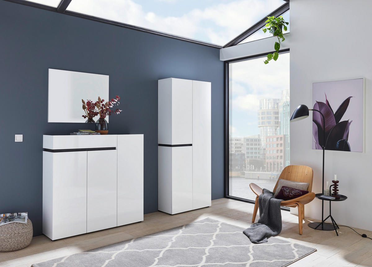 SKRINKA NA TOPÁNKY, antracitová, biela, 120/115/34 cm - čierna/biela, Design, kompozitné drevo/plast (120/115/34cm) - Voleo