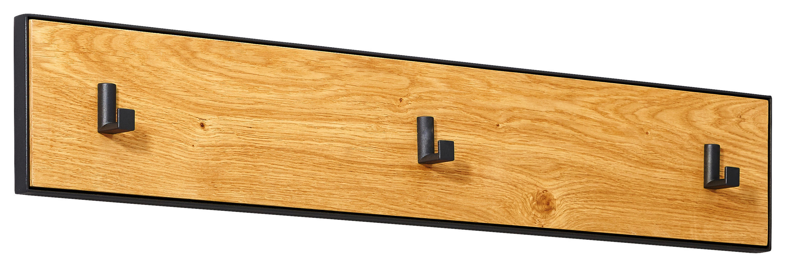 HAKENLEISTE Wildeiche furniert Anthrazit, Eichefarben - Eichefarben/Anthrazit, Natur, Holz/Metall (85/12/3cm) - Linea Natura