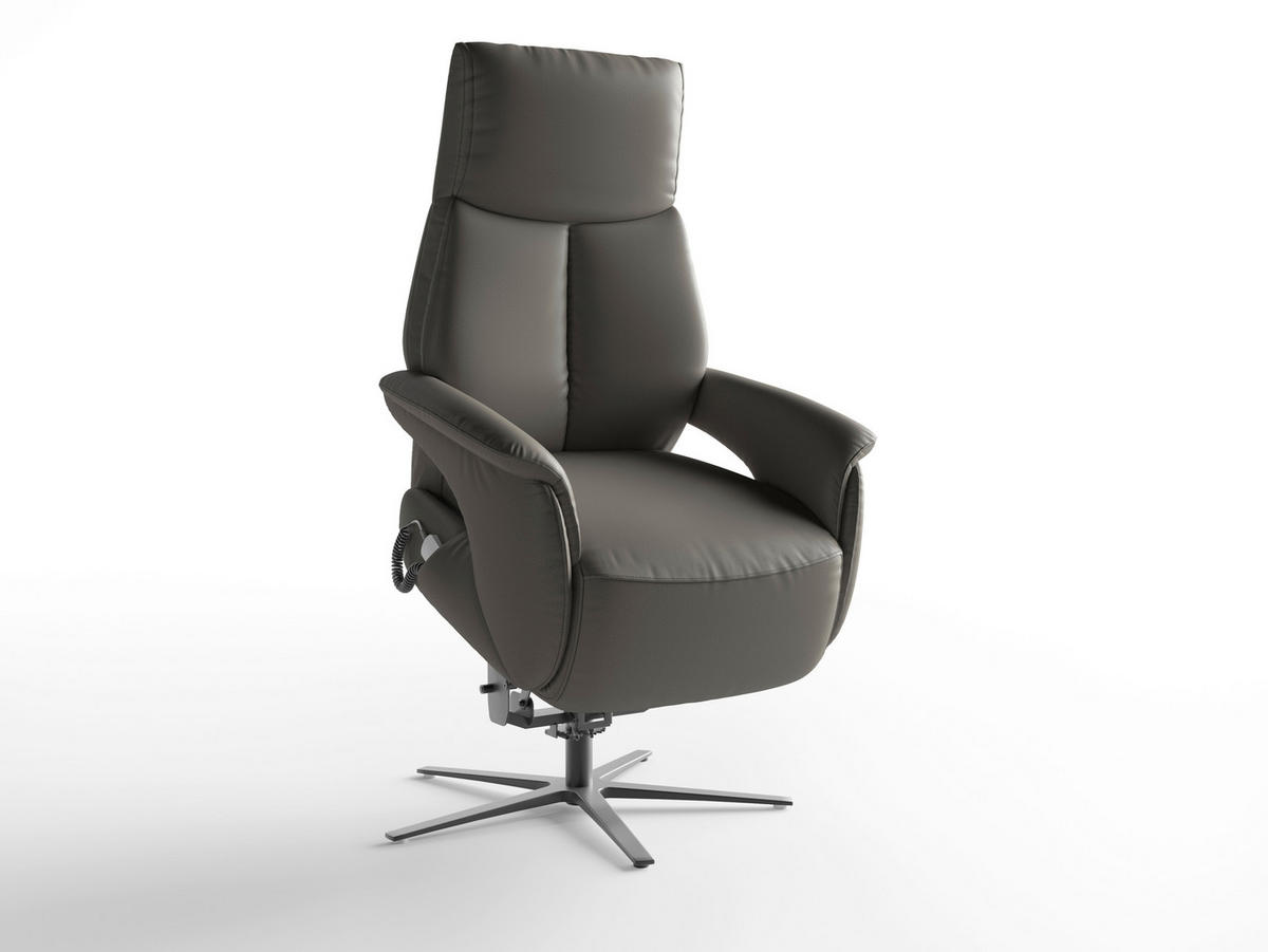 RELAXAČNÉ KRESLO, koža, antracitová - čierna/antracitová, Basics, kov/koža (75/113/85cm) - Sit & More