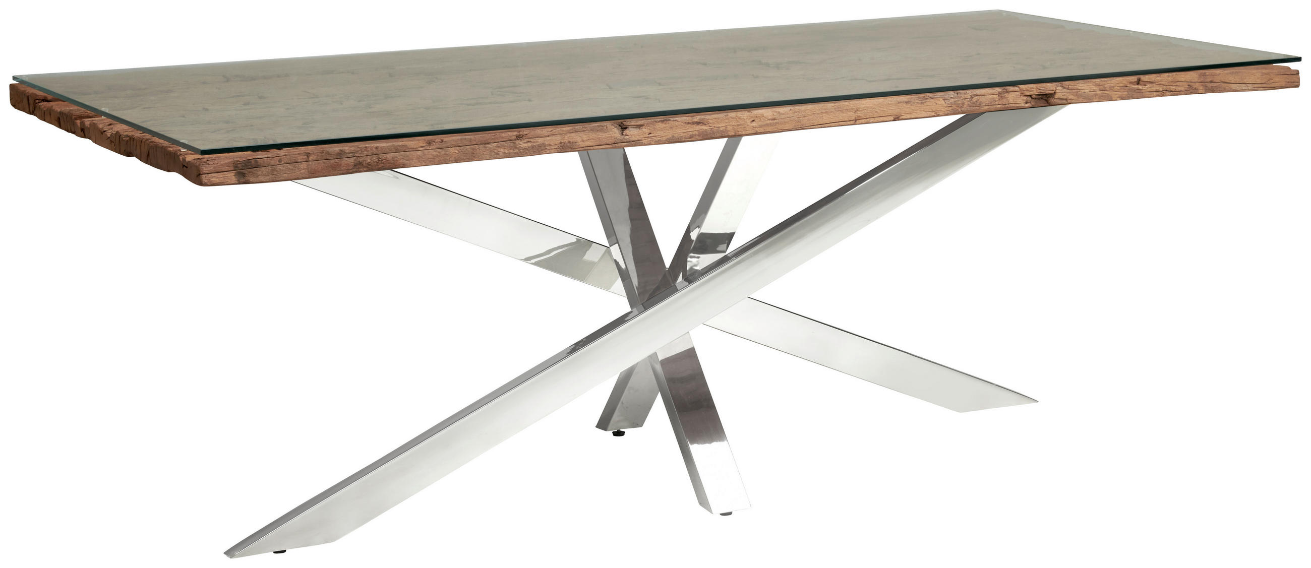 STOL ZA BLAGOVAONICU  prirodne boje  drvo, metal, staklo      - prirodne boje, Lifestyle, staklo/drvo (220/100/76cm) - Livetastic