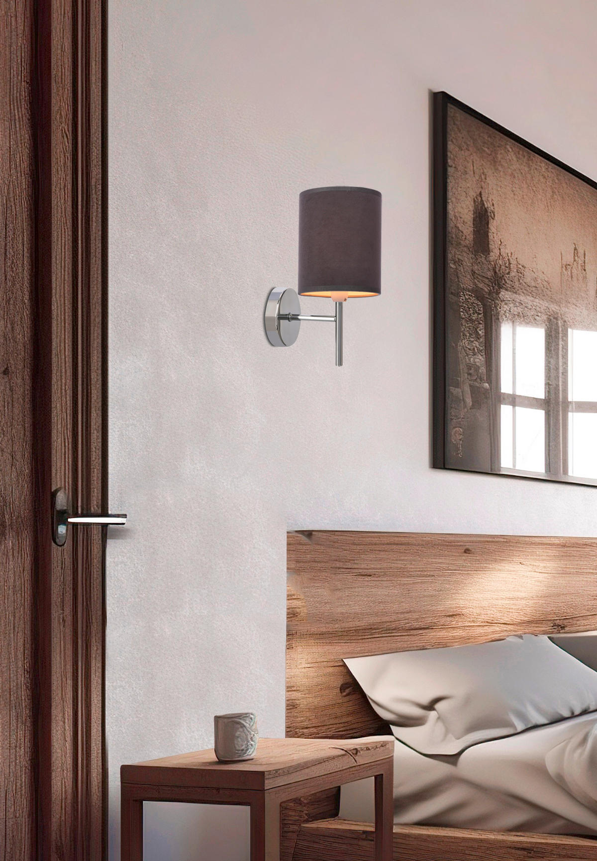 VÄGGLAMPA Yan 12/15/24 cm   - kromfärg/grafitfärgad, Klassisk, metall/plast (12/15/24cm)