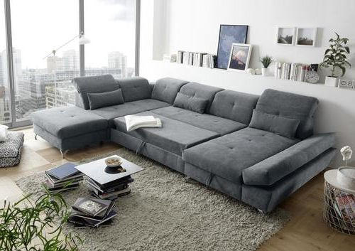 WOHNLANDSCHAFT in Mikrovelours Anthrazit  - Anthrazit/Silberfarben, Modern, Holzwerkstoff/Textil (245/350/168cm) - MID.YOU
