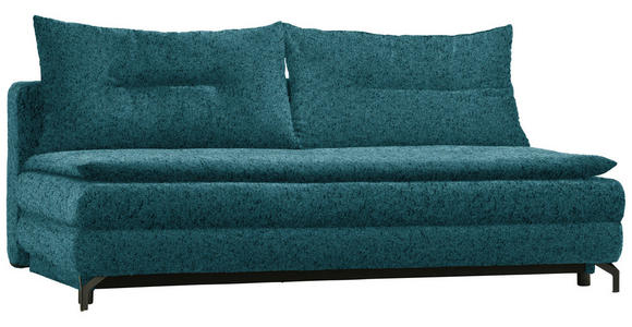 SCHLAFSOFA in Chenille, Plüsch Petrol - Petrol/Schwarz, MODERN, Textil/Metall (208/73/92/102cm) - Novel