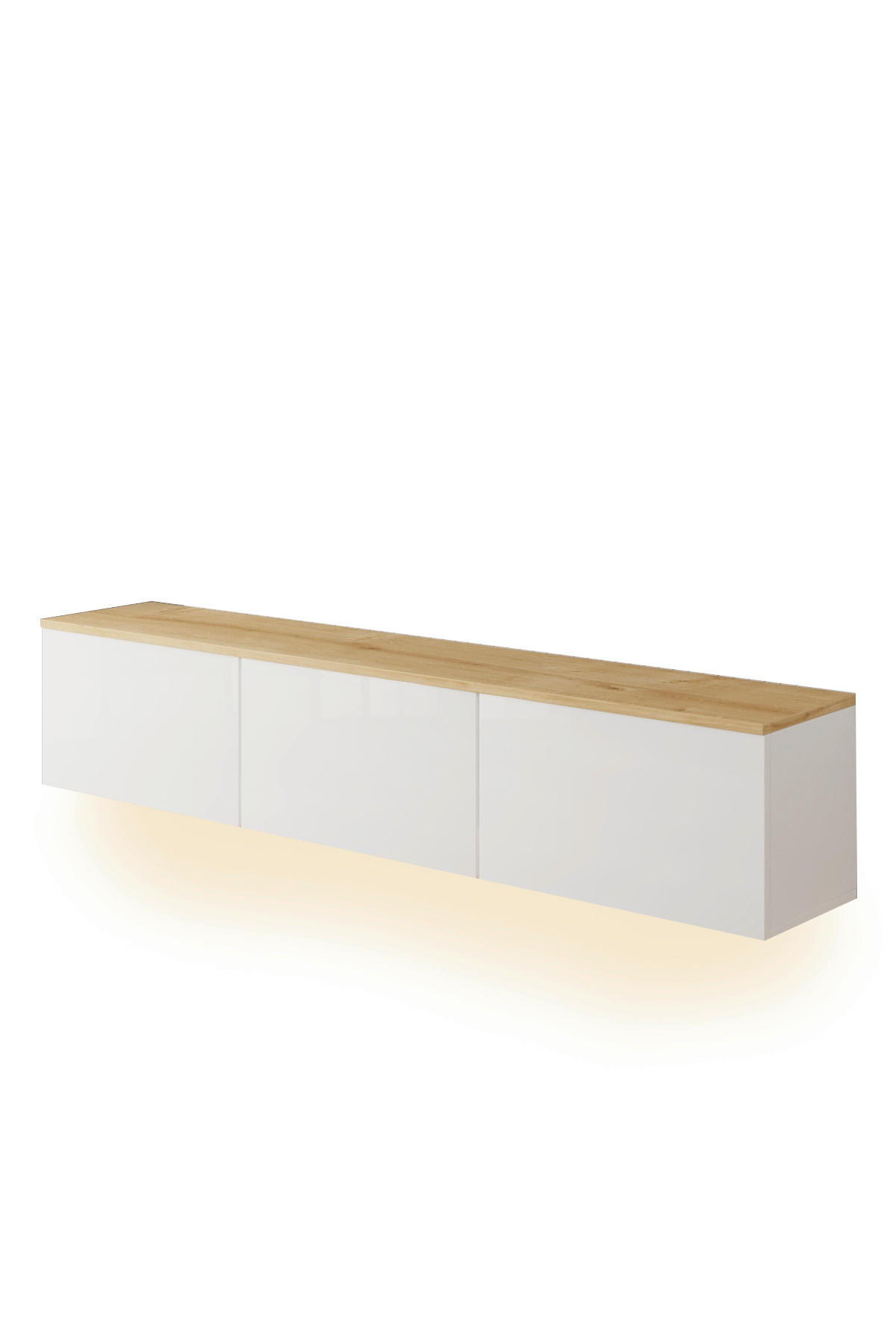 Livetastic Lowboard Neon TV-Möbel Weiß, Eiche 160x35x32 cm