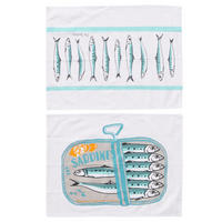 GESCHIRRTUCH-SET 2-teilig Türkis, Hellgrau  - Türkis/Hellgrau, Basics, Textil (70/50cm) - Boltze Home