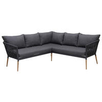 GARTENECKBANK  - Dunkelgrau/Teakfarben, Design, Holz/Textil (205,7/205,7cm) - Ambia Garden