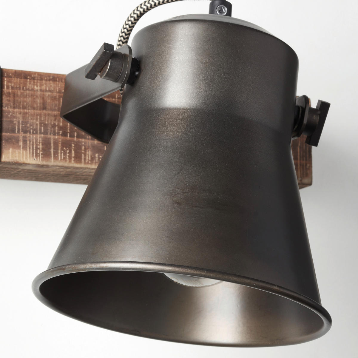 WANDLEUCHTE - Schwarz, Design, Holz/Metall (24/25cm) - Brilliant
