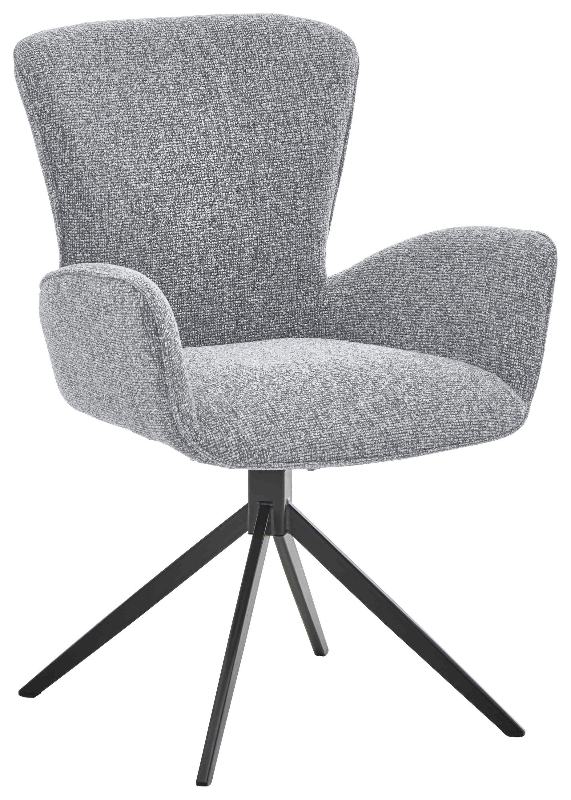 ARMLEHNSTUHL  in Eisen Jacquard, Flachgewebe  - Schwarz/Grau, Design, Textil/Metall (63/92/63cm) - Valdera