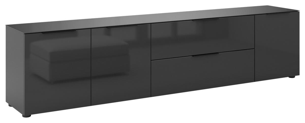 LOWBOARD Style  in 225/53,9/40 cm  - Anthrazit/Anthrazit Hochglanz, Basics, Glas/Holzwerkstoff (225/53,9/40cm)