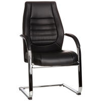 BESUCHERSTUHL  in Lederlook Schwarz  - Silberfarben/Schwarz, Basics, Textil/Metall (58/107/59cm) - MID.YOU